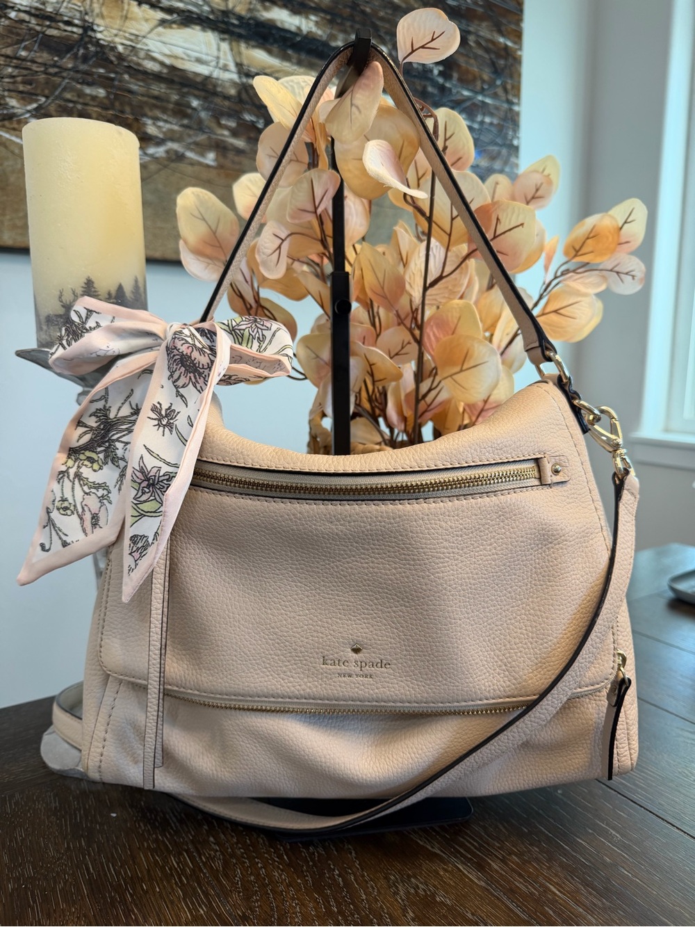 Kate Spade Blushy Beige Cobble Hill Toddy large hobo bag